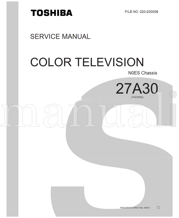 Toshiba 27A30 (43 pages) TV Service Manual