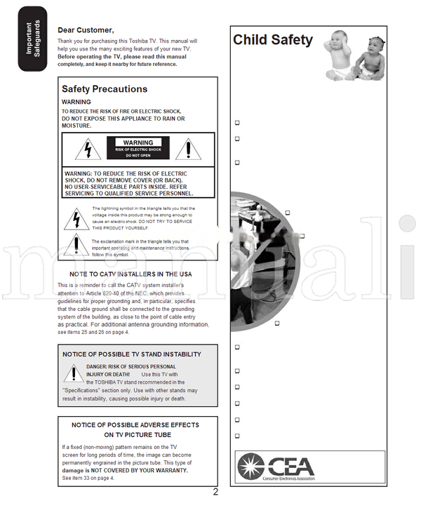 Toshiba 27A43 (72 pages) TV Operating Manual