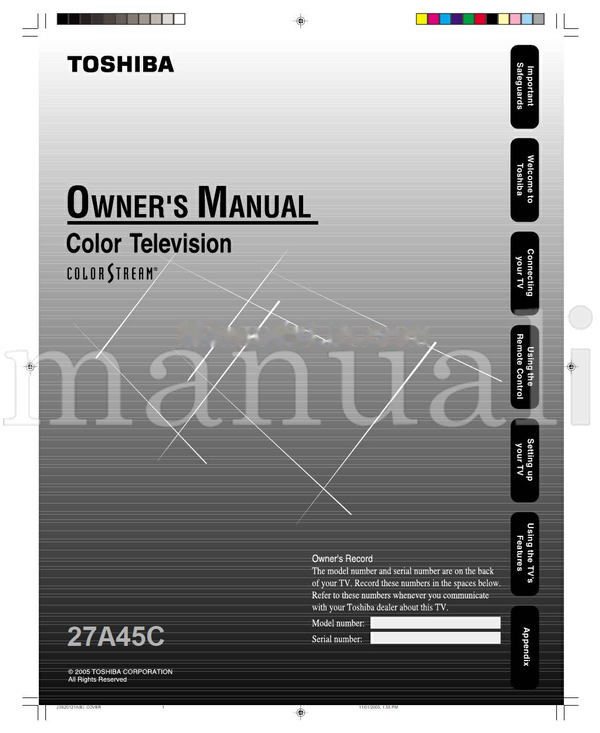 Toshiba 27A45C (32 pages) TV Operating Manual
