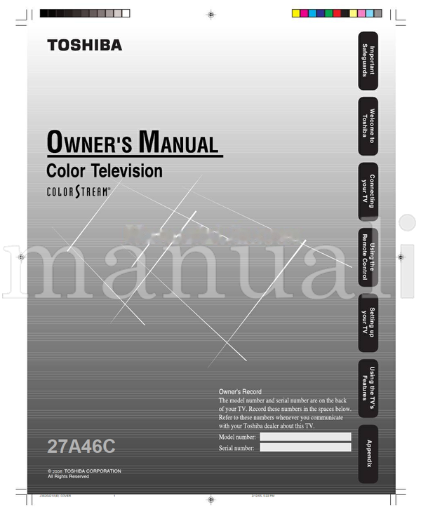 Toshiba 27A46C (64 pages) TV Operating Manual