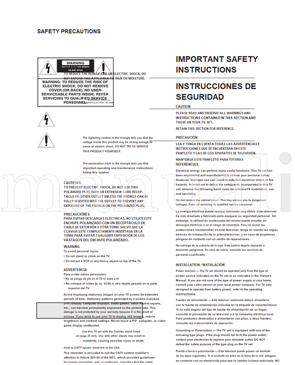 Toshiba 27AF41 32AF41 36AF41 (38 pages) TV Operating Manual