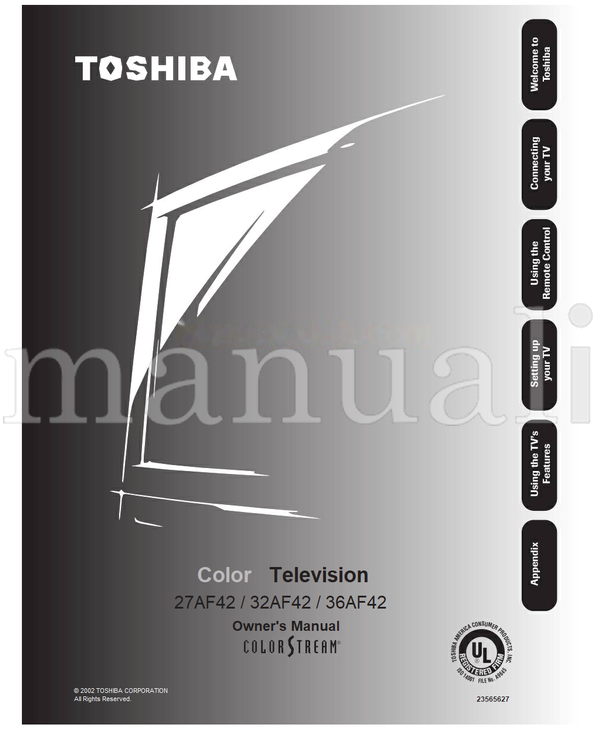 Toshiba 27AF42 32AF42 36AF42 23565627 (40 pages) TV Operating Manual