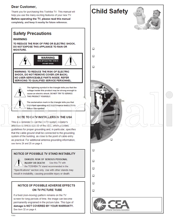 Toshiba 27AF42 32AF42 36AF42 23565627 (40 pages) TV Operating Manual