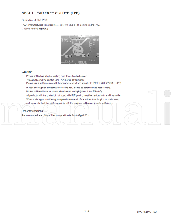 Toshiba 050-200511 27AF45 27AF45C (55 pages) TV Service Manual