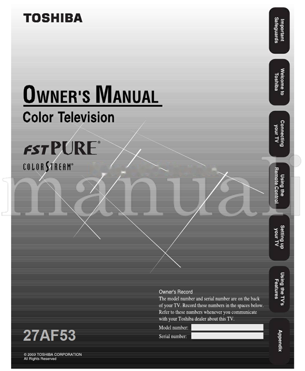 Toshiba 27AF53 (76 pages) TV Operating Manual