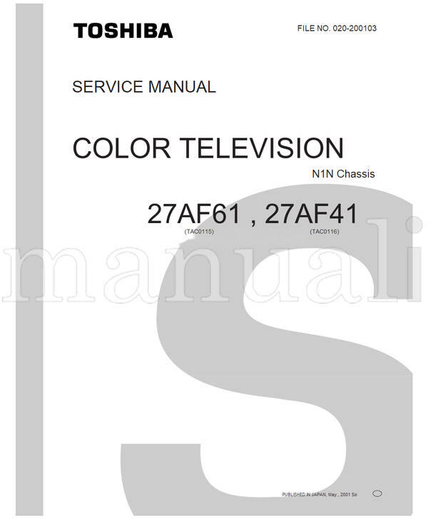 Toshiba 020-200103 27AF61 27AF41 (40 pages) TV Service Manual