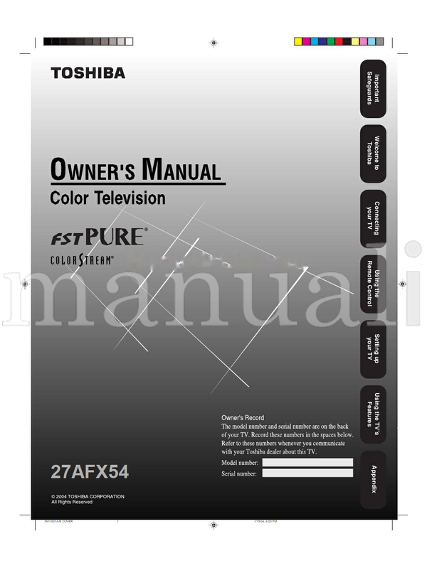 Toshiba 27AFX54 3N11601A (76 pages) TV Operating Manual