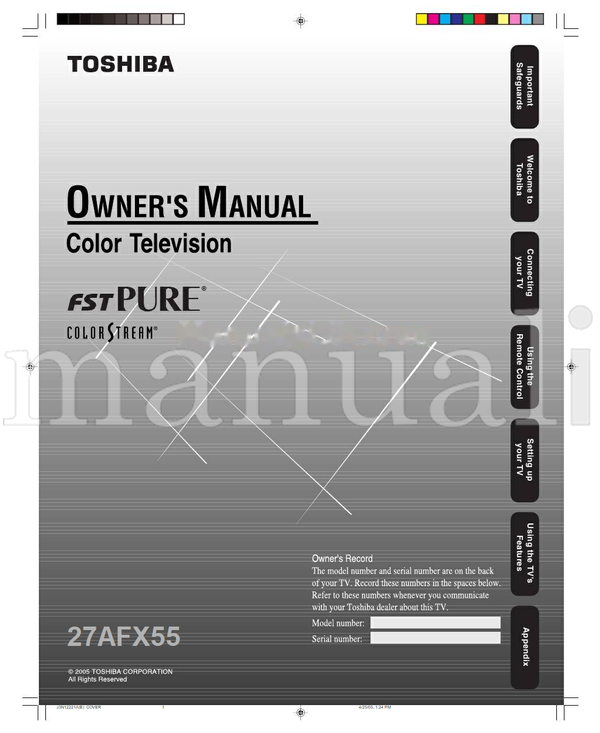 Toshiba 27AFX55 (32 pages) TV Operating Manual