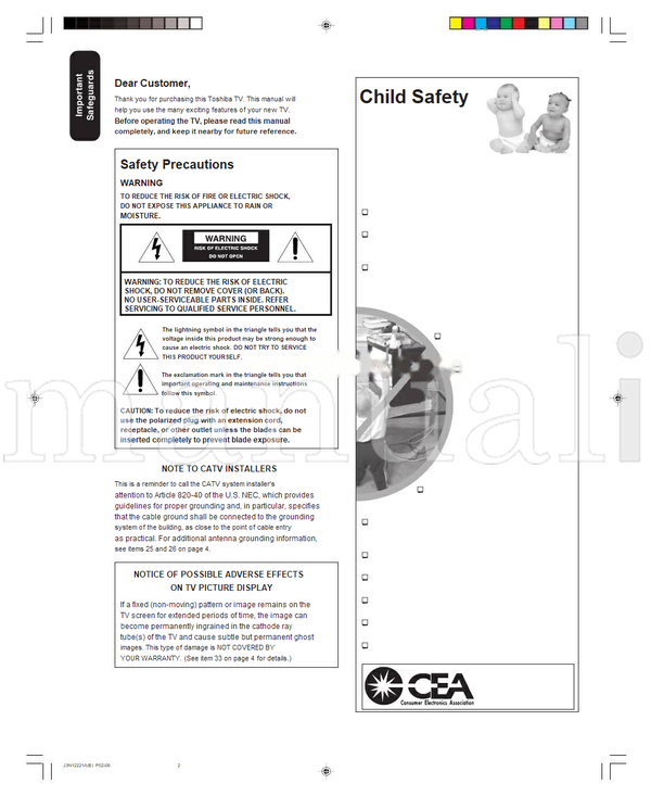 Toshiba 27AFX55 (32 pages) TV Operating Manual