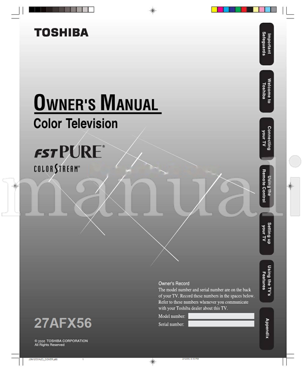 Toshiba 27AFX56 (64 pages) TV Operating Manual