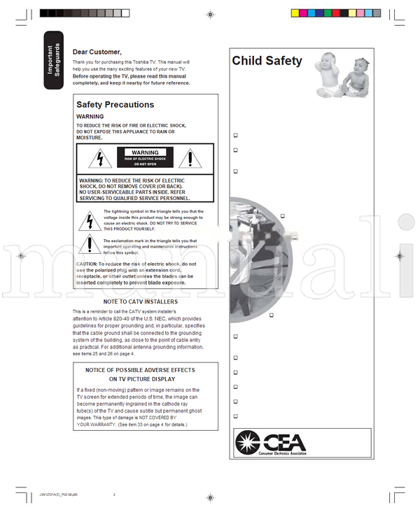 Toshiba 27AFX56 (64 pages) TV Operating Manual