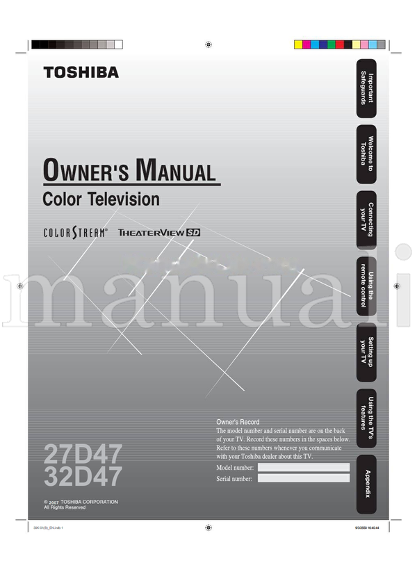 Toshiba 27D47 32D47 164044 (30 pages) TV Operating Manual