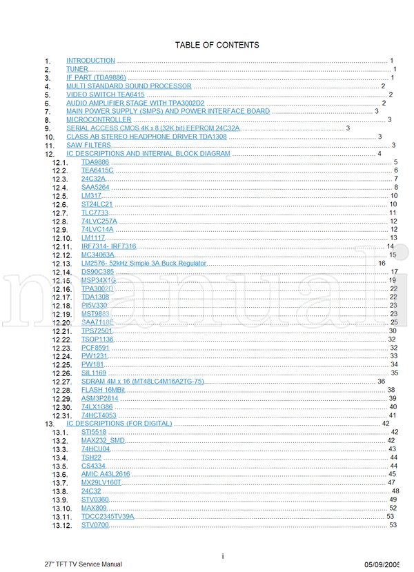 Toshiba 27WLT56B (84 pages) TV Service Manual