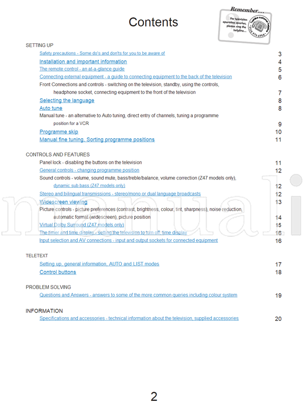 Toshiba 32Z44 (20 pages) TV Operating Manual