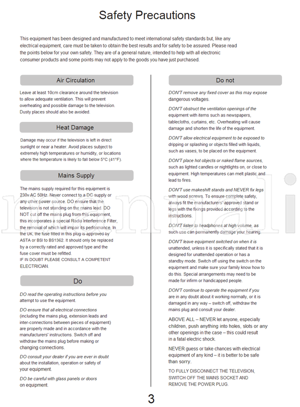 Toshiba 32Z44 (20 pages) TV Operating Manual