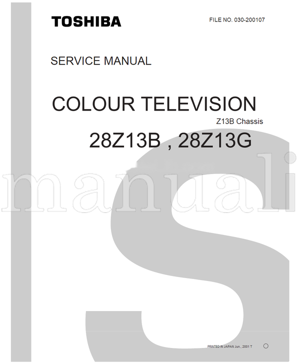 Toshiba 030-200107 28Z13B 28Z13G (40 pages) TV Service Manual