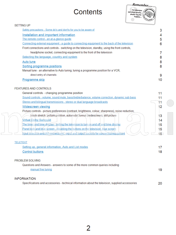 Toshiba 32ZH46 (20 pages) TV Operating Manual