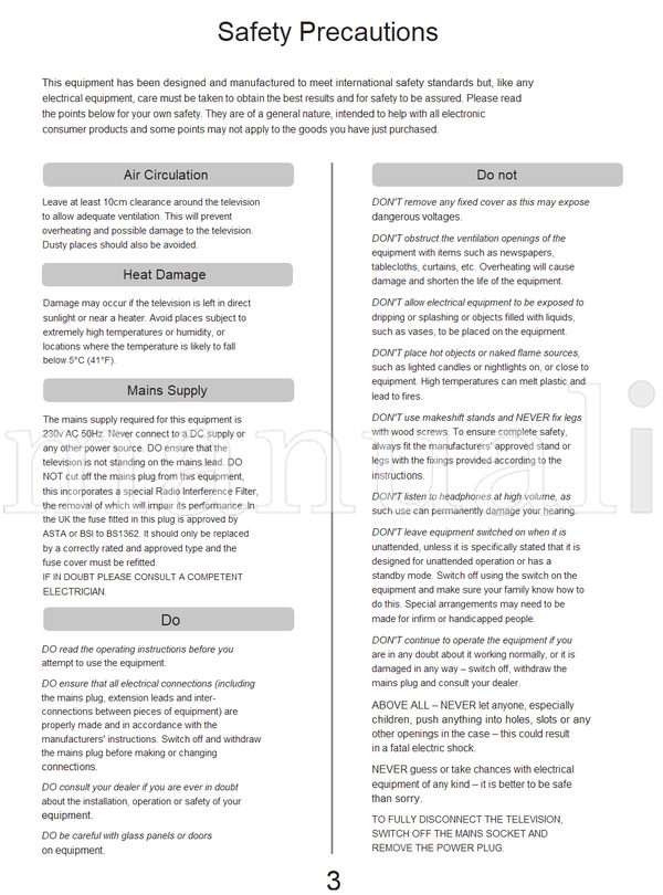 Toshiba 32ZH46 (20 pages) TV Operating Manual