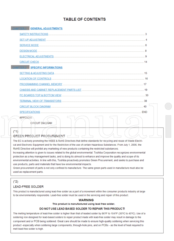 Toshiba 29CZ8URB 29CZ8URS 060-200563GR (70 pages) TV Service Manual