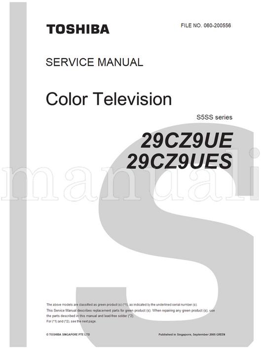 Toshiba 29CZ9UE 29CZ9UES 060-200556 (98 pages) TV Service Manual