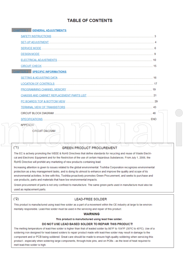 Toshiba 29CZ9UE 29CZ9UES 060-200556 (98 pages) TV Service Manual