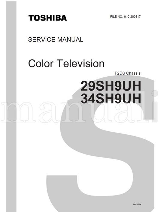 Toshiba 29SH9UH 34SH9UH 010-200317 (46 pages) TV Service Manual