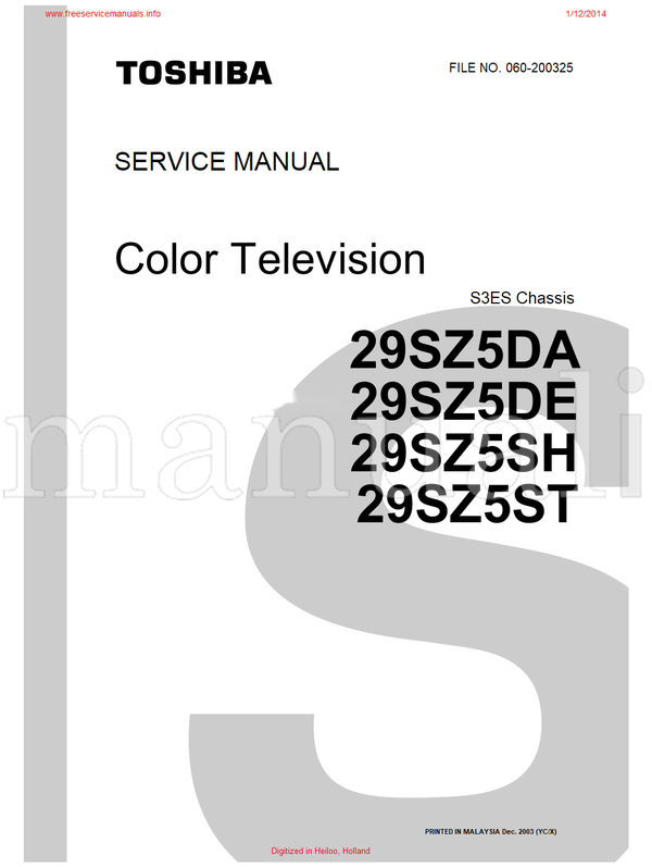 Toshiba 29SZ5DA 29SZ5DE 29SZ5SH 29SZ5ST 060-200325 (49 pages) TV Service Manual