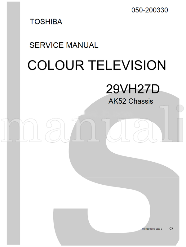 Toshiba 050-200330 29VH27D (158 pages) TV Service Manual