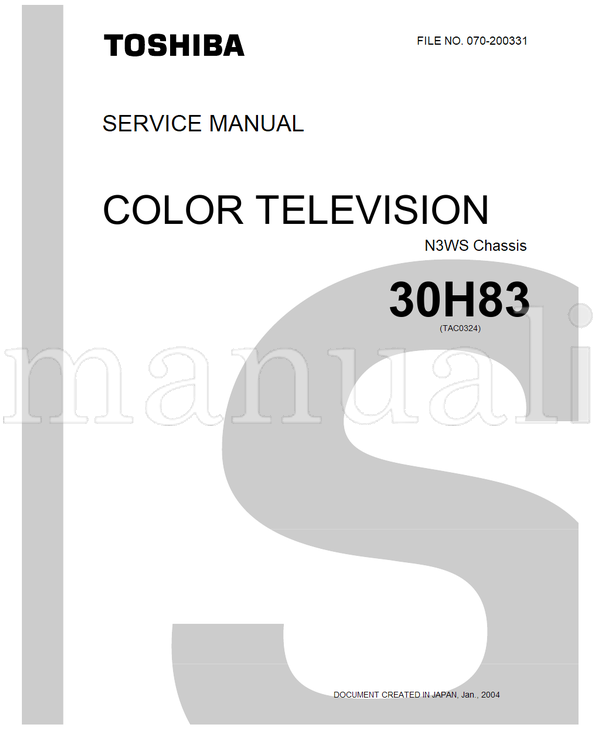 Toshiba 070-200331 30H83 (40 pages) TV Service Manual