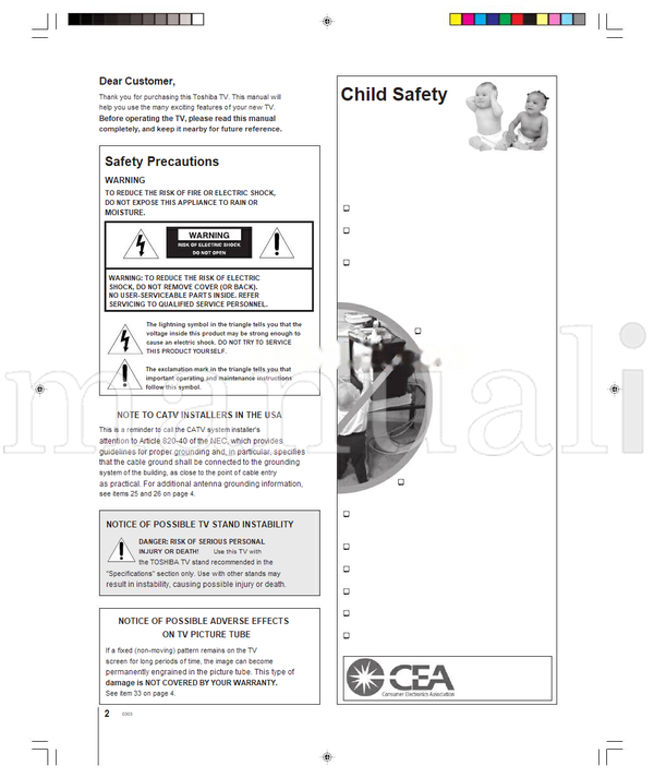 Toshiba 30HF83 23566176 (60 pages) TV Operating Manual