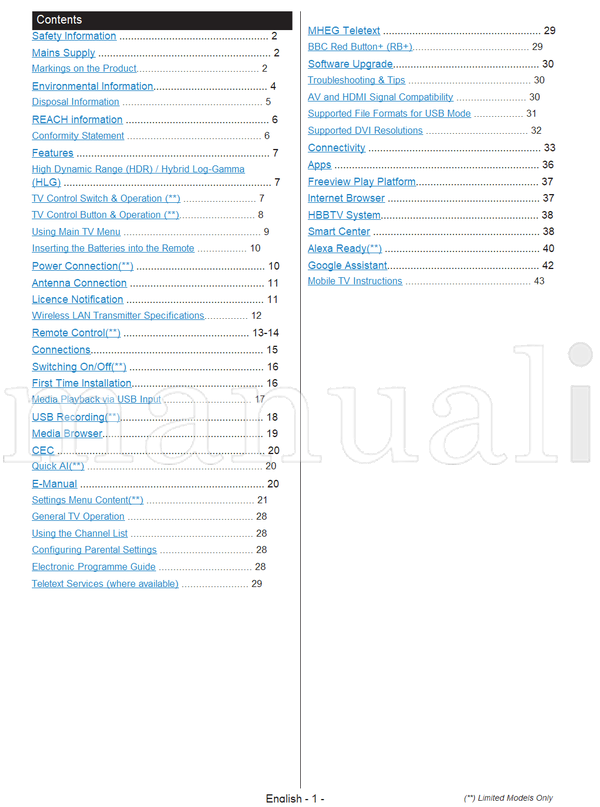 Toshiba 32 W22 Series (44 pages) TV Operating Manual