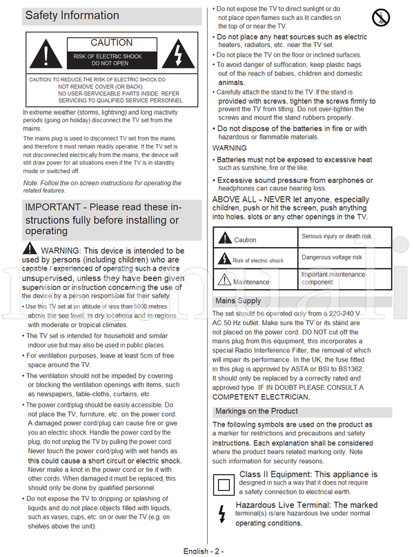 Toshiba 32 WF3F Series (29 pages) TV Operating Manual
