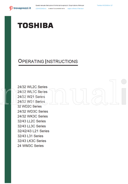 Toshiba WK3C64DAA (52 pages) TV Operating Manual