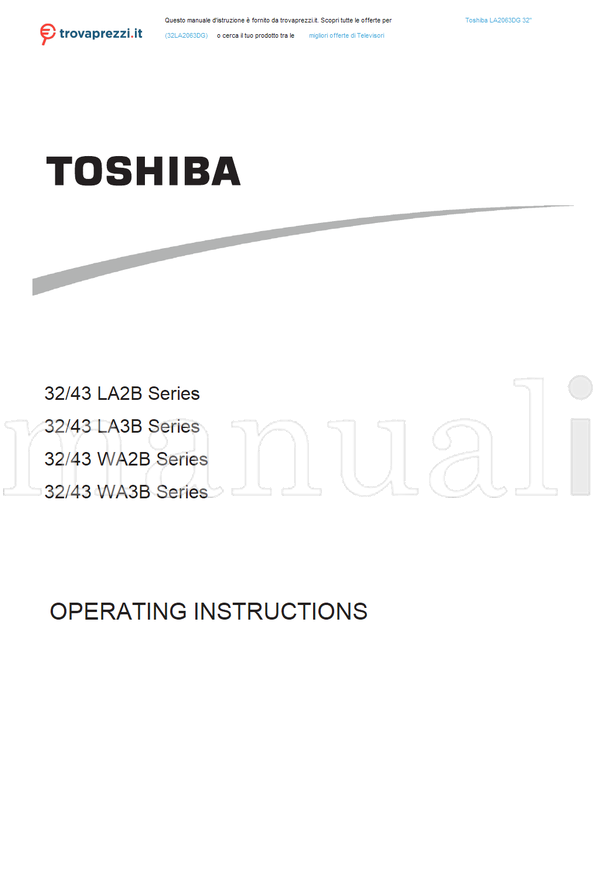 Toshiba LA2063DG (35 pages) TV Operating Manual