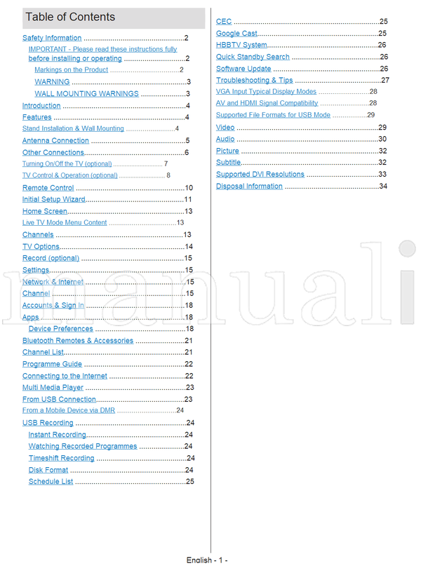 Toshiba LA2063DG (35 pages) TV Operating Manual