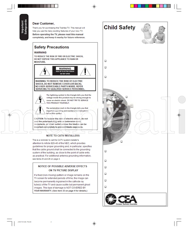 Toshiba 32A15 (36 pages) TV Operating Manual