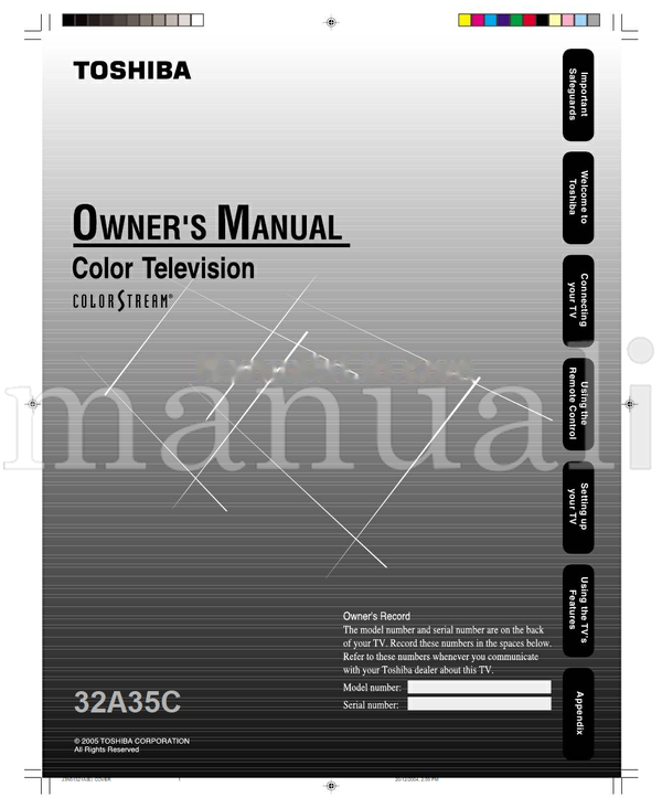 Toshiba 32A35C (32 pages) TV Operating Manual