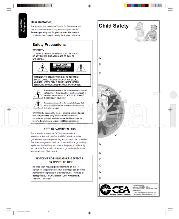 Toshiba 32A35C (32 pages) TV Operating Manual