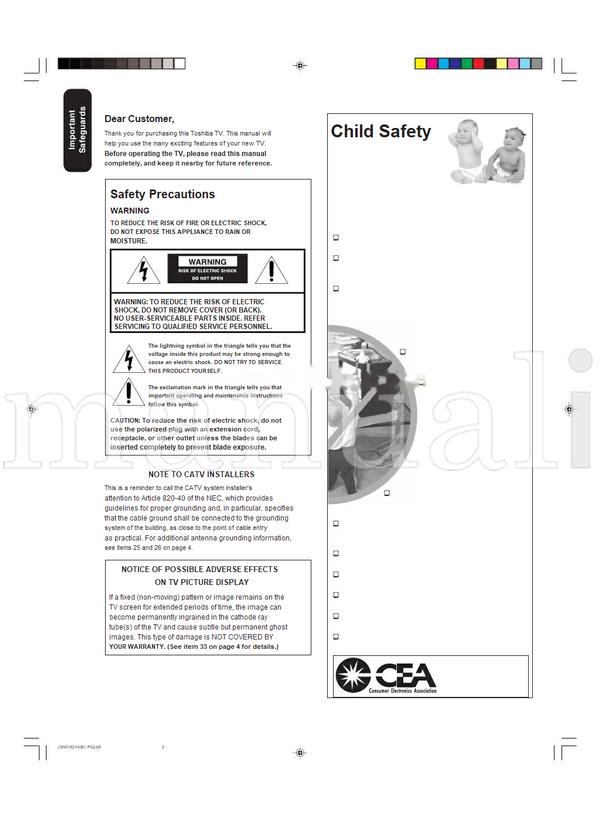 Toshiba 32A36C (64 pages) TV Operating Manual