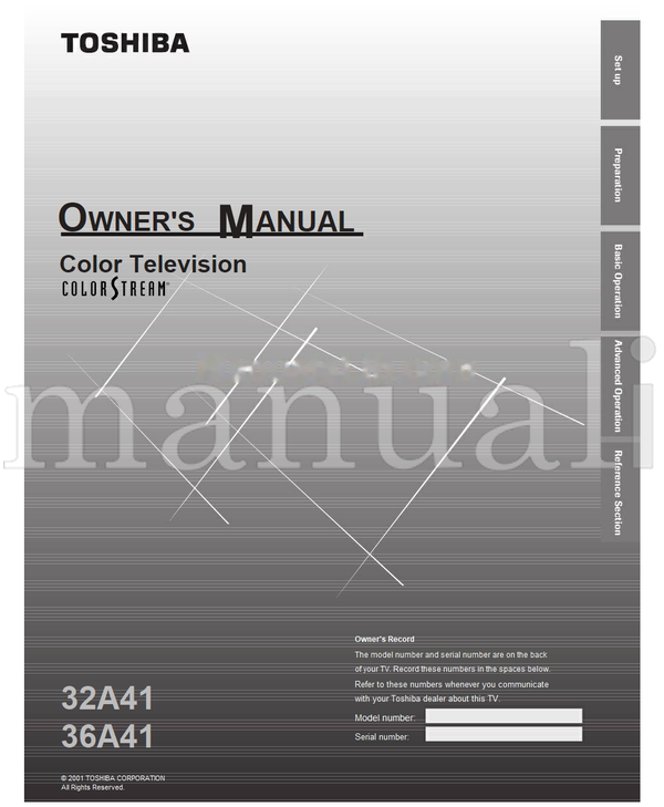 Toshiba 32A41 36A41 (35 pages) TV Operating Manual