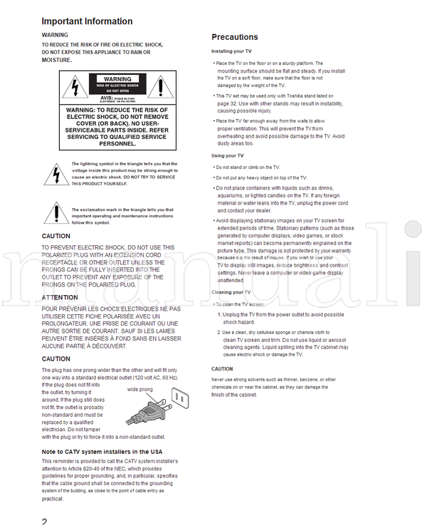 Toshiba 32A41 36A41 (35 pages) TV Operating Manual