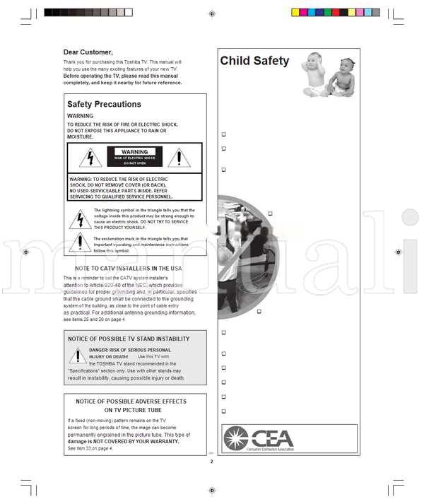 Toshiba 32A33 32A43 36A43 23565887A (36 pages) TV Operating Manual