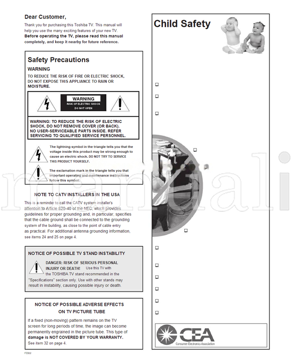 Toshiba 23565629 (41 pages) TV Operating Manual