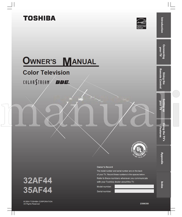 Toshiba 32AF44 35AF44 23566350 (48 pages) TV Operating Manual