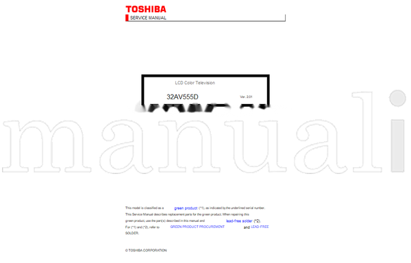 Toshiba 32AV555D (157 pages) TV Service Manual