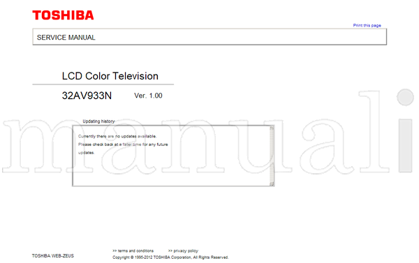 Toshiba 32AV933N 1995-2012 (55 pages) TV Service Manual