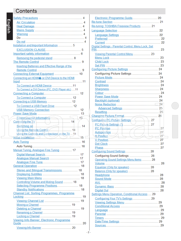 Toshiba 32BV512B (46 pages) TV Operating Manual
