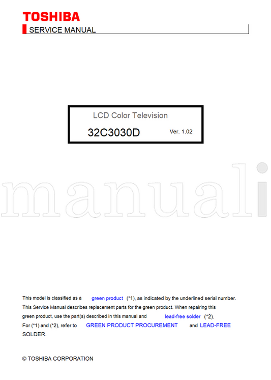 Toshiba 32C3030D (196 pages) TV Service Manual
