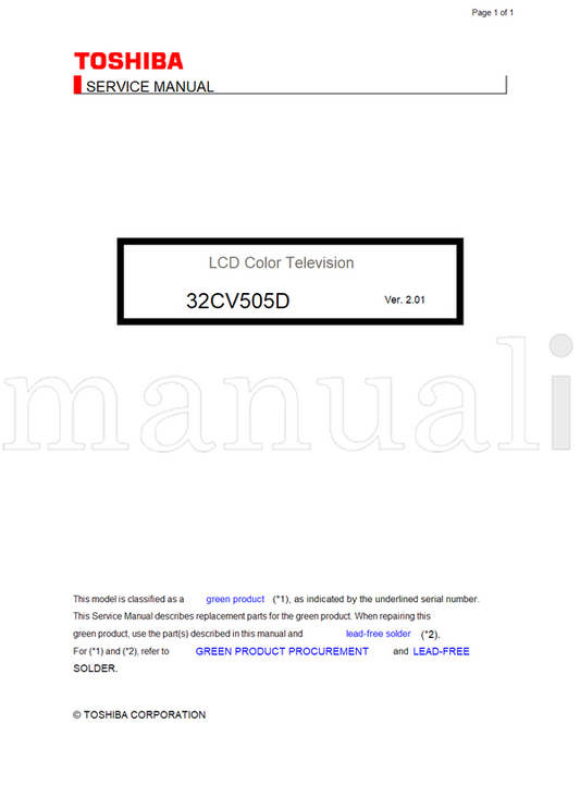 Toshiba 32CV505D (174 pages) TV Service Manual