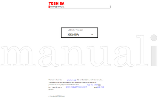 Toshiba 32DL66Ps (147 pages) TV Service Manual